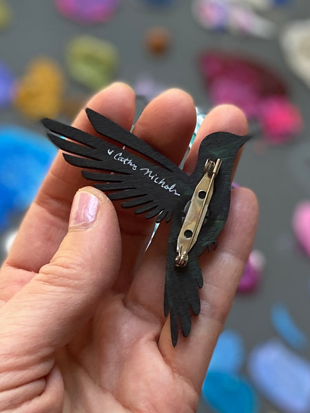 "Tiny Dancer" Hand-Painted Hummingbird Pin