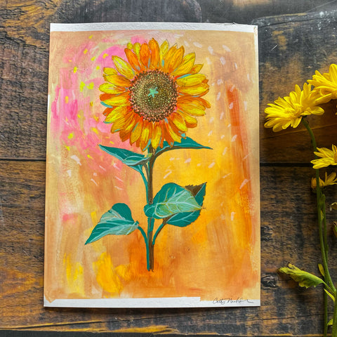 Sunflower - Original Botanical Painting on Paper