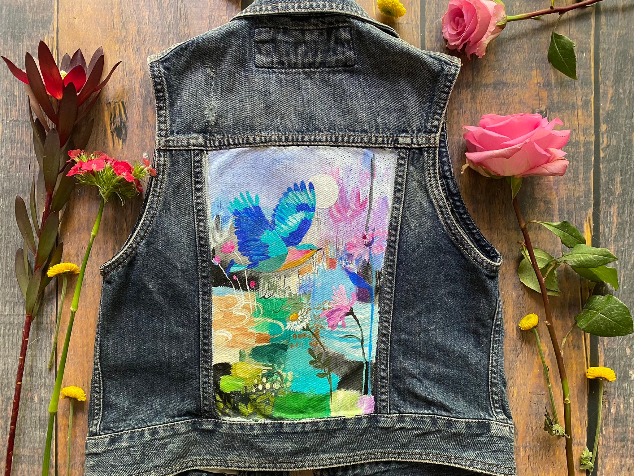 "Mysterious Ways" Hand-Painted Denim Vest